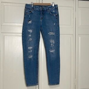Silver Jeans Co Women’s Avery Skinny Mid Rise  Blue Jeans Medium Wash Size 28x29